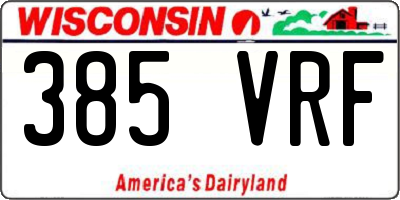 WI license plate 385VRF