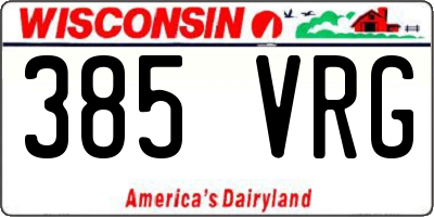 WI license plate 385VRG