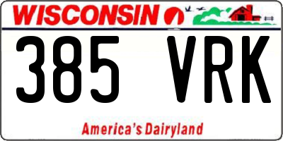 WI license plate 385VRK