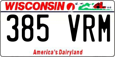 WI license plate 385VRM