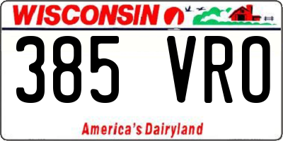 WI license plate 385VRO