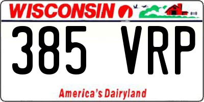 WI license plate 385VRP