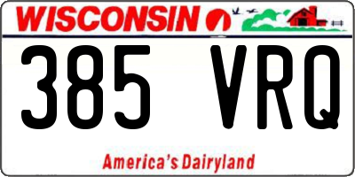 WI license plate 385VRQ