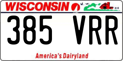 WI license plate 385VRR