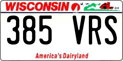 WI license plate 385VRS