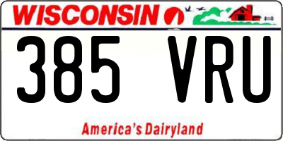 WI license plate 385VRU