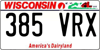 WI license plate 385VRX