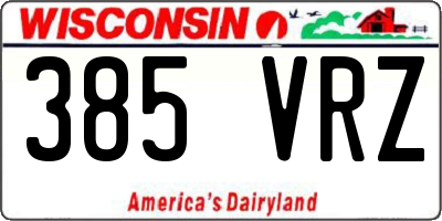 WI license plate 385VRZ