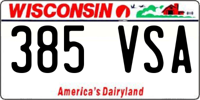 WI license plate 385VSA