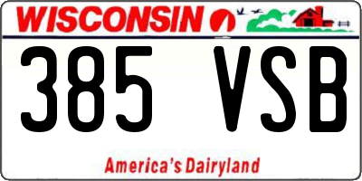 WI license plate 385VSB