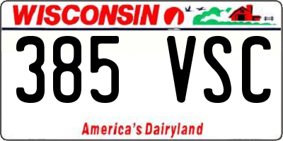 WI license plate 385VSC