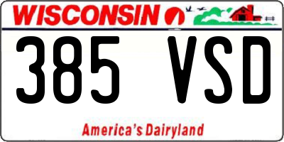 WI license plate 385VSD