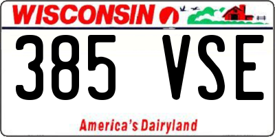 WI license plate 385VSE