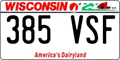 WI license plate 385VSF