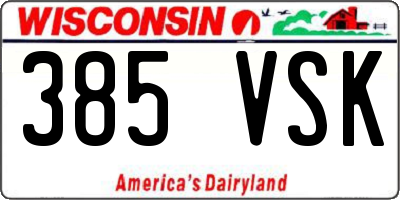 WI license plate 385VSK