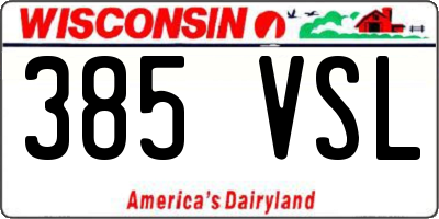 WI license plate 385VSL