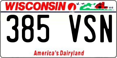 WI license plate 385VSN