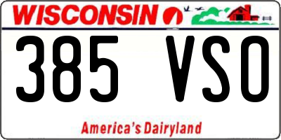 WI license plate 385VSO