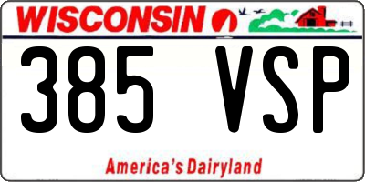 WI license plate 385VSP