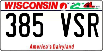 WI license plate 385VSR