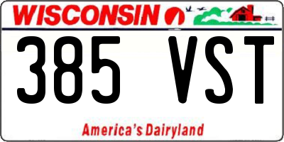 WI license plate 385VST