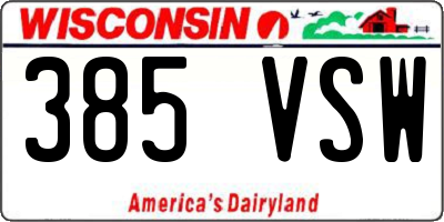 WI license plate 385VSW