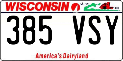 WI license plate 385VSY