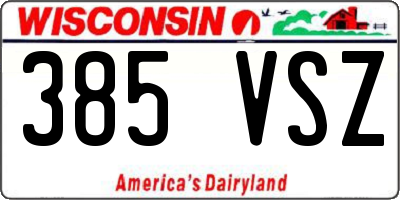 WI license plate 385VSZ