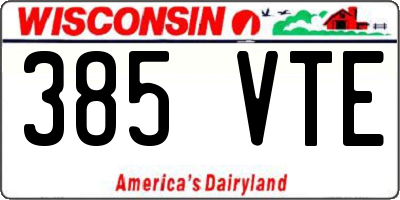 WI license plate 385VTE