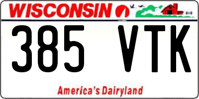 WI license plate 385VTK