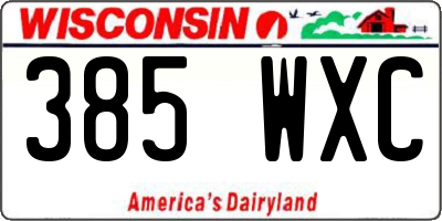 WI license plate 385WXC