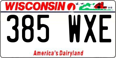 WI license plate 385WXE