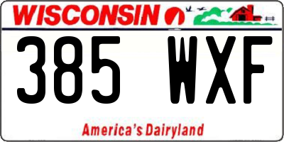 WI license plate 385WXF