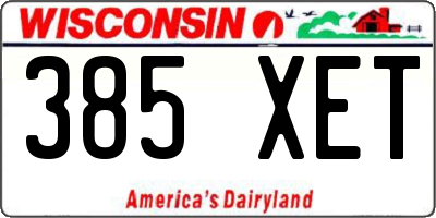WI license plate 385XET