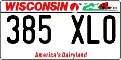 WI license plate 385XLO