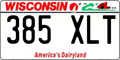 WI license plate 385XLT