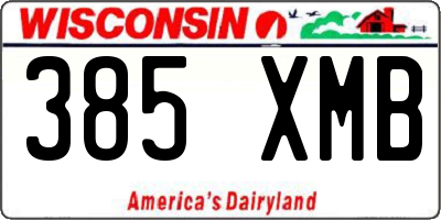 WI license plate 385XMB