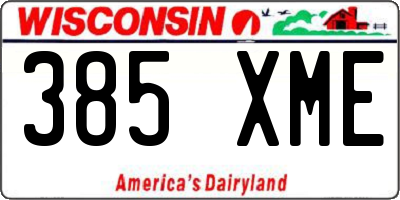 WI license plate 385XME