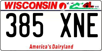 WI license plate 385XNE