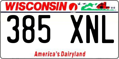 WI license plate 385XNL