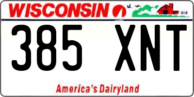 WI license plate 385XNT