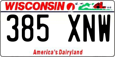 WI license plate 385XNW