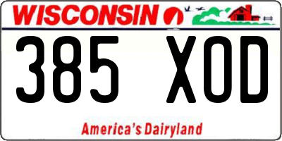 WI license plate 385XOD