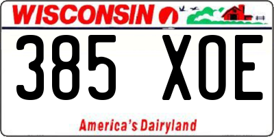 WI license plate 385XOE