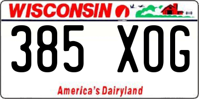 WI license plate 385XOG