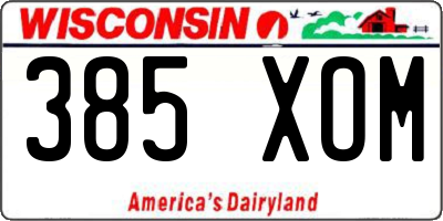 WI license plate 385XOM