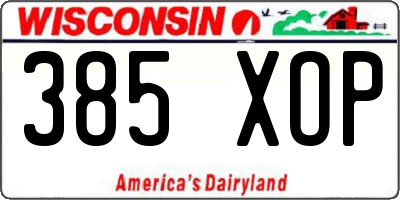 WI license plate 385XOP