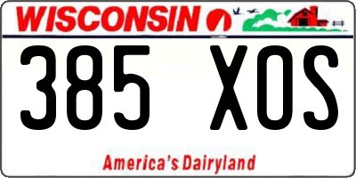 WI license plate 385XOS