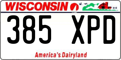WI license plate 385XPD