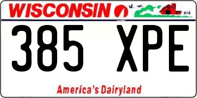WI license plate 385XPE